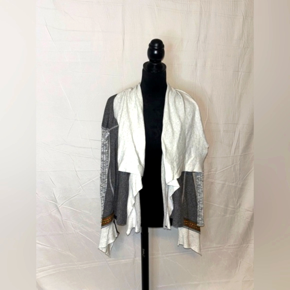 Scrapbook Gray and Cream Cardigan with Brown Accents